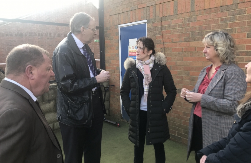 Victoria chats with Mablethorpe Mayor on the astroturf at the gym