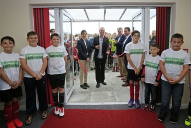 Victoria Atkins MP and Robert Webb open Woodhall Spa football pavillion